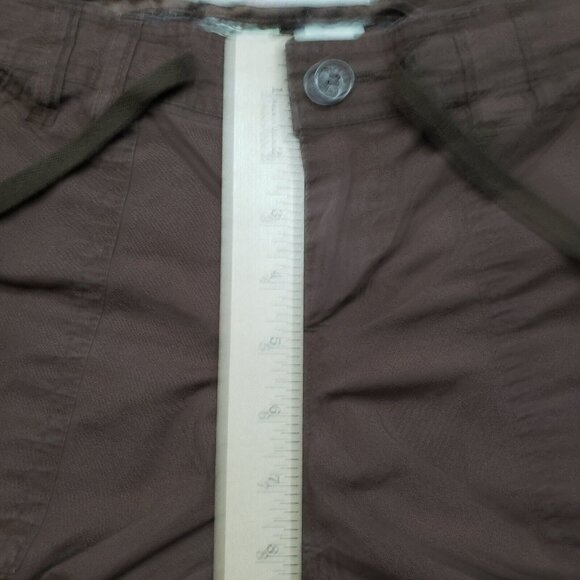 Plugg Jeans Capri Pants Womens 7 Dark Brown Cargo Pockets Button Zip Low Rise - Picture 10 of 10